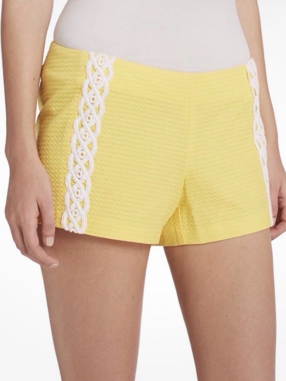 Lilly Pulitzer Liza Yellow Women's Textured Lace-Trim Shorts